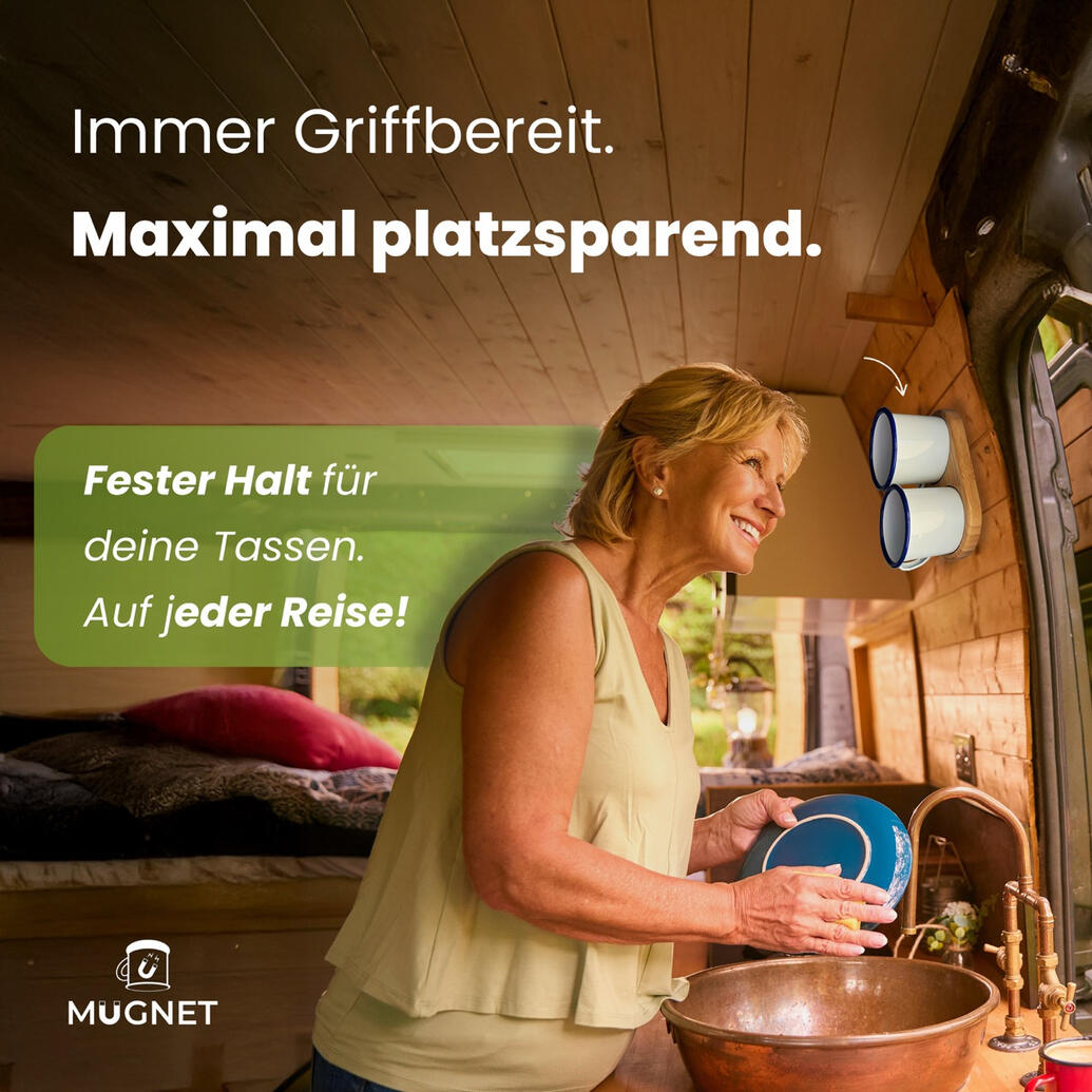 Platzsparende Aufbewahrung für Motivtassen